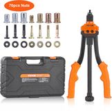 VEVOR Klinkmoertangenset Blindklinkmoertang 350 MM Klinktang 7 Sets Moeren en Doornen Klinkmoergereedschap M6 M8 M10 Professionele Handklinknageltang Klinkhamer Draadmoer Klinknageltang Tang