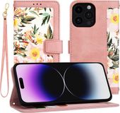 Techsuit Hoesje geschikt voor Apple iPhone 14 Pro Max - FlipCraft Book Wallet Case met koord - Sweetheart Pink