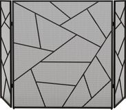 HOMCOM Haardscherm - Staal - Zwart - 135x1,2x85cm