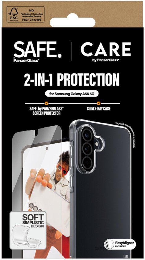 CARE by PanzerGlass Fashion Backcover XR + Ultra-Wide Fit Screenprotector incl. applicator geschikt voor Samsung Galaxy A56 - Transparant