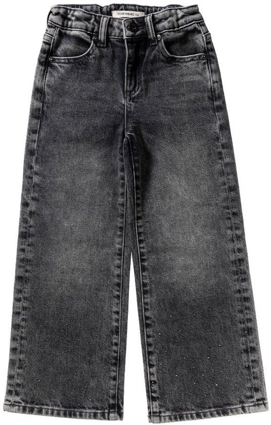 Your Wishes Stretch Denim Wide Leg Glitter Jeans Jeans Meisjes - Broek - Antraciet - Maat 110