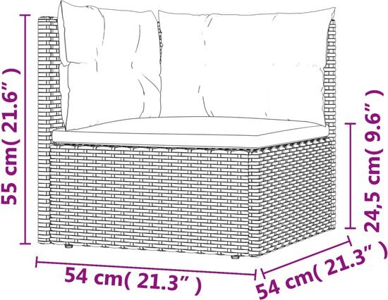 vidaXL 7-delige Loungeset met kussens poly rattan zwart