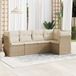 Maison Exclusive - Ensemble de meubles de jardin 5 pièces avec canapé et coussins, beige, en polyrotin