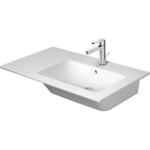 Duravit ME by Starck meubelwastafel asymmetrisch m. wastafel rechts 83x49cm m. 1 kraangat m. overloop mat wit 2346833200 2346833200