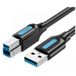 Watio Wave USB 3.0 kabel - type B/M naar USB A/M-kabel 0,5 m, zwart