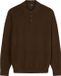 OLYMP Casual modern fit gebreide polo wol - lange mouw - caramel