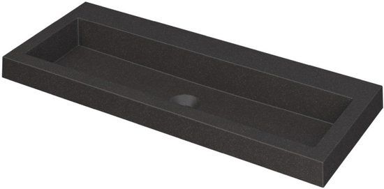 Wastafel INK Dock Wastafel Quartz Zonder Kraangat - 1000x400x60 mm - Zwart