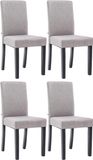 CLP Ina Set van 4 Eetkamerstoelen - Zonder armleuning - Hout - Stof - licht grijs zwart