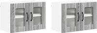 vidaXL Wandglas Kast LUCCA 2 stuks Grijs Sonoma Bewerkt hout