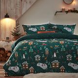 furn. Winter Dekbedovertrek Set, Pine Green, Single