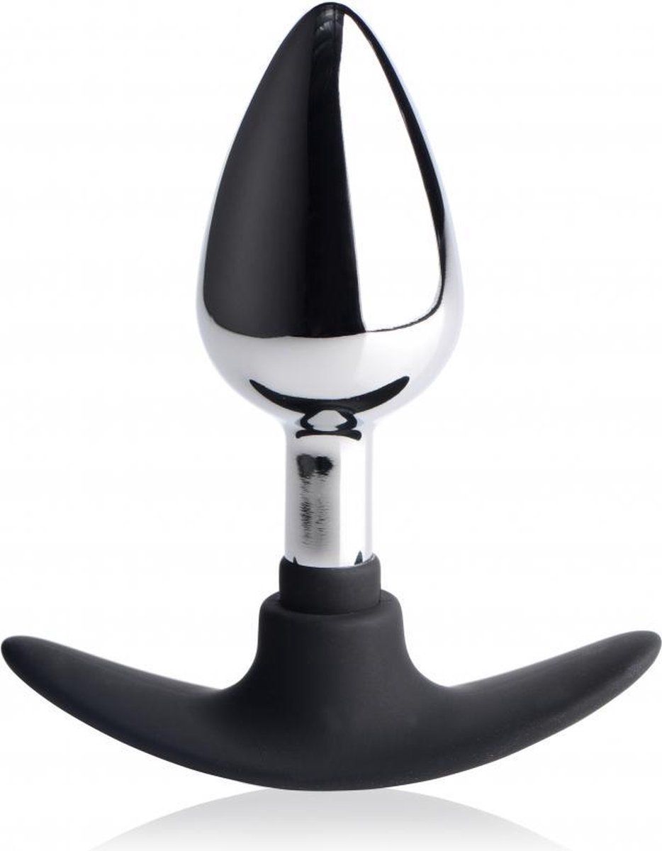 Master Series Dark Invader Metal & Silicone Anal Plug - Medium - Zilver