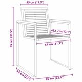 vidaXL Ligstoel met tuinstoelen, 3-delig, van massief acaciahout