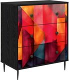 vidaXL Commode HEESCH kleurenblokken print 66 x 36,5 x 76 cm