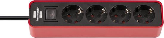 Brennenstuhl Ecolor stekkerdoos - 4-voudig - Rood/Zwart - 1.5m