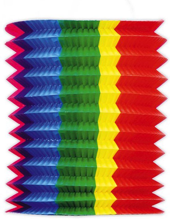 Fiestas Guirca Trek lampion - regenboog - H20 cm - papier