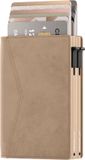Prowallet Double - Beige - Pasjeshouder voor 14 Pasjes + Briefgeld - RFID Creditcardhouder - Inclusief Luxe Cadeaubox - Uitschuifbaar - Mannen en Vrouwen Portemonnee met Kaarthouder