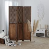 Homestyle4u Kamerscherm - 120x170 cm - gevlochten - 3-delig - donkerbruin