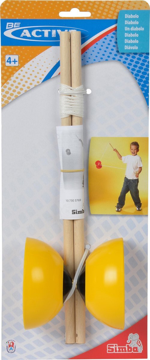 simba 107303769 - Diabolo kunststof met houten stokken, 3 gesorteerd, 115 cm koord, vanaf 4 jaar