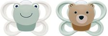 NUK 10175341, Babyfopspeen met vrije luchtdoorvoer, Silicone, 2 stuks, Groen/Beige