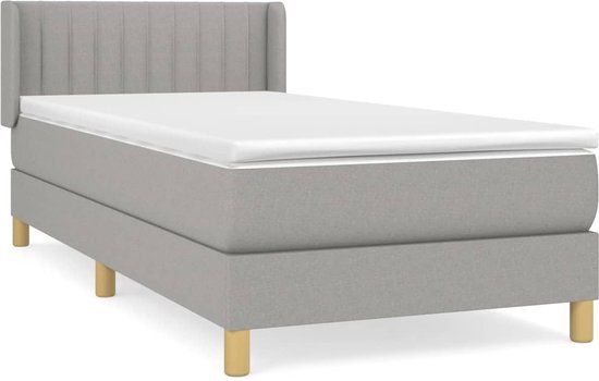 VidaXL Boxspring met matras, stof, lichtgrijs, 90x200 cm