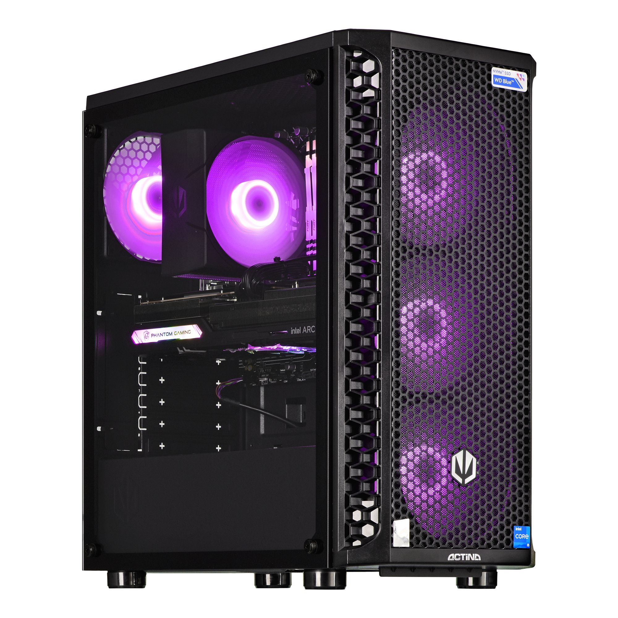 Actina Gaming PC - Intel Core i5-12400F, 16GB RAM, 1TB SSD, RTX 3060, 600W - Black