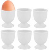 Cosy & Trendy Eierdopje - set van 6x stuks - porselein - wit - 5 x 6 cm