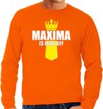 Bellatio Decorations Shoppartners Bv Koningsdag sweater Maxima is mijn BFF met kroontje oranje - heren - Kingsday outfit / kleding / trui L
