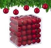 Merkloos / Sans marque Relaxdays Kerstballen set van 100 - Ø 6 cm - kunststof - onbreekbaar - rood