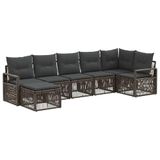 vidaXL Tuinbank - Set - 7 - st - Grijs - poly - rattan
