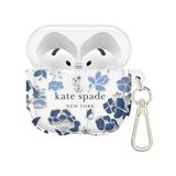kate spade new york Beschermhoes voor AirPods 4 met sleutelhangerring - bloembed, blauw