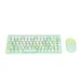ciciglow Draadloos Toetsenbord en Muis Combo - 2.4G Draadloze Mix Kleur 86 Toetsen Retro Ronde Keycap Gaming Toetsenbord met 1200 Dpi Muis voor Computer, Laptop, Pc Desktops (Groente)