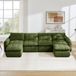 MODENUIT U-Bank 334 x 160 x 68 cm - 4-Zits Modulair Met 2 Voetenbanken - Chenille Vert