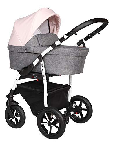 Lux4Kids Reissysteem 3in1 Isofix Buggy Pram Carrycot Pushchair Q9 door ChillyKids 2in1 without baby seat Rose White Q9/183C