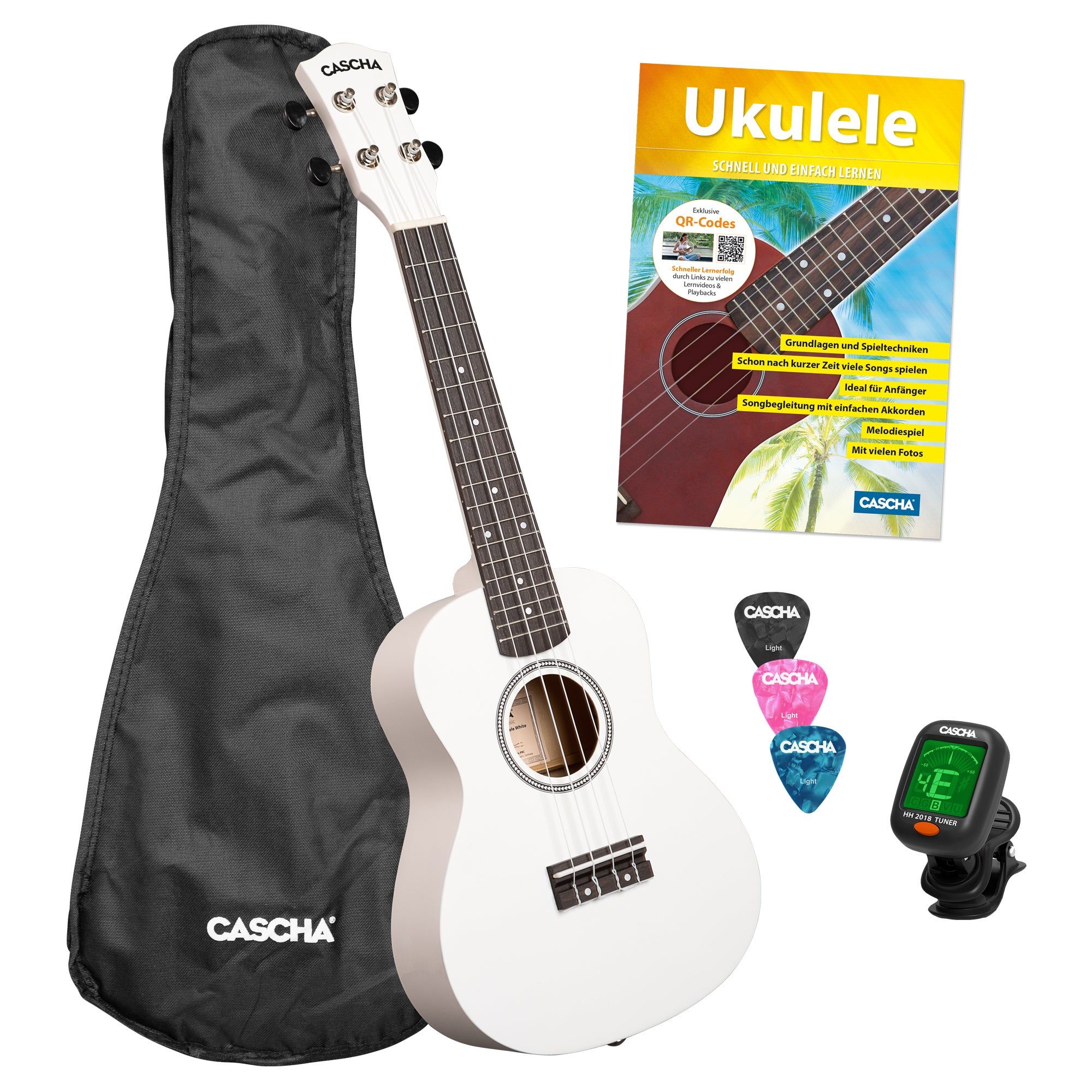 Cascha CUC106S Concert Ukulele Set - White