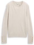 Tom Tailor Gebreide trui met knoopdetails - Maat XS - sand stone beige melange