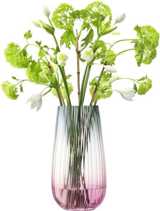 LSA International LSA Dusk Vase H28cm Roze/Grijs| 1 Eenheid | Mondgeblazen & Handgemaakt Glas | Handgeschilderd | DU11