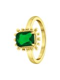 Lucardi Dames Stalen goldplated vintage ring vierkant groen