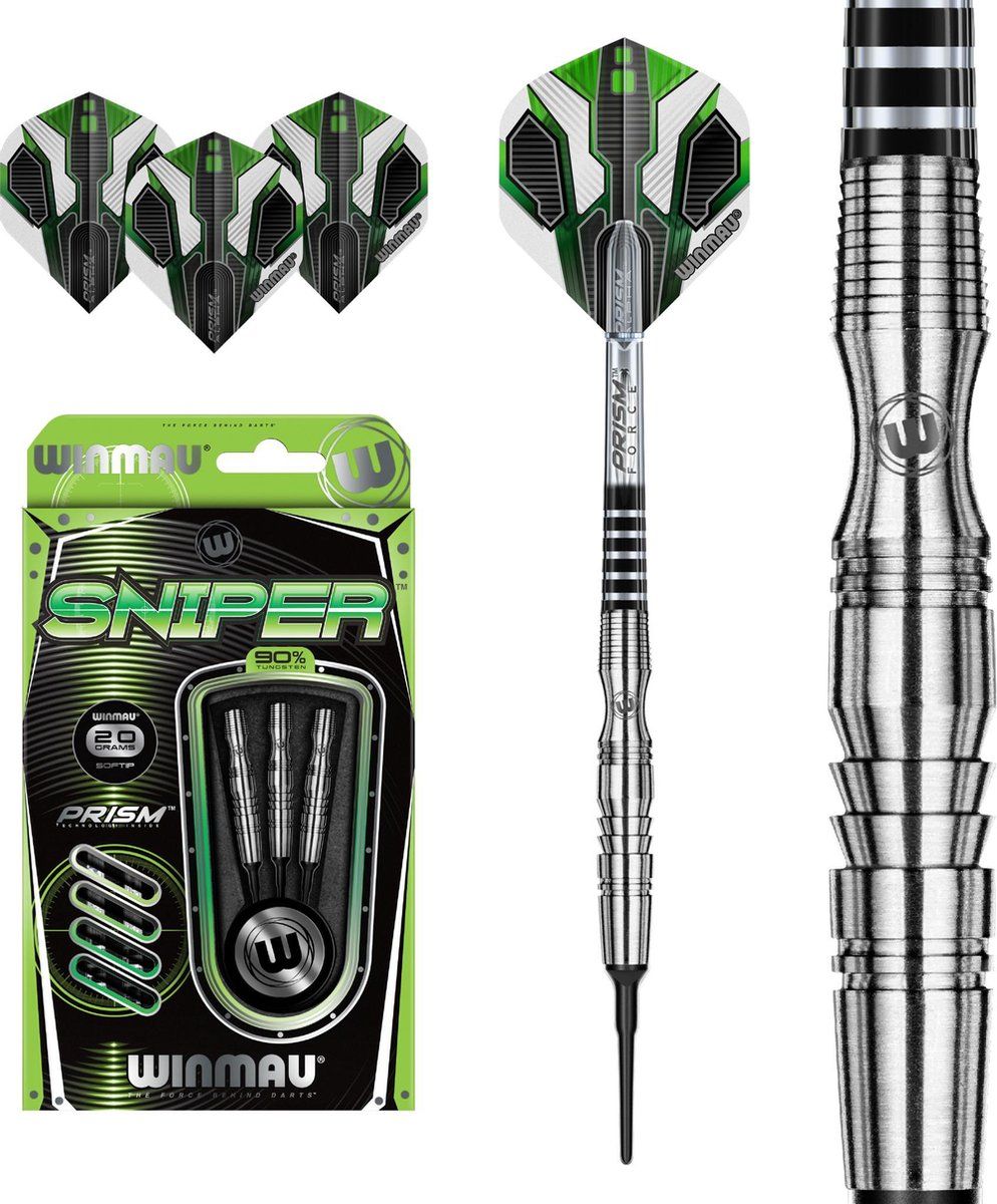 WINMAU Sniper 90% Soft Tip Dartpijlen - 20 Gram - Zilver