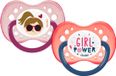 Dodie 2 sucettes anatomiques en silicone à partir de 18 mois (Girl Power N°A71)