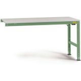 Manuflex LU6113.6011 ESD ESD-bureau universele standaard aanschuiftafel met rubber schijf, bxdxh = 2000 x 800 x 760-870 mm vert réséda (RAL 9010)