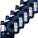 DULA Dymo D1 40920 Compatible label tape - 5 lettertapes - Wit op transparant - 9mm x 7m