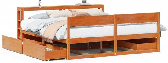 vidaXL Bedframe Massief Grenenhout Wasbruin 180x200 cm