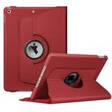 Fintie Hoes voor iPad 10.2 inch 9e/8e/7e Generatie met Pencil Houder, 360 Graden Roteren Stand Beschermhoes met Automatische Slaap-waak Functie, Mohnrot