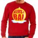 Bellatio Decorations Foute kersttrui kerstbal geel op rode sweater voor heren - kersttruien M