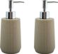 MSV Distributeur de savon - 2x - Squares - résine - taupe - 7 x 18 cm - 275 ml