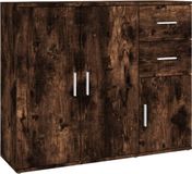 vidaXL Dressoir gerookte eik, 91 x 29,5 x 75 cm, bewerkt hout