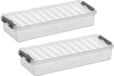 Sunware boîte de rangement q-line - 2.5 litre - 38 x 14 x 6 cm - plastique - boîte de rangement - transparent/argent
