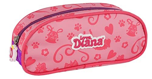 Love, Diana Pets Love Etui - 1 Compartiment Tote Bag - Ritssluiting - Vrolijke Print met Logo op de voorkant - 8,5 × 5 × 20 cm - ToyBags