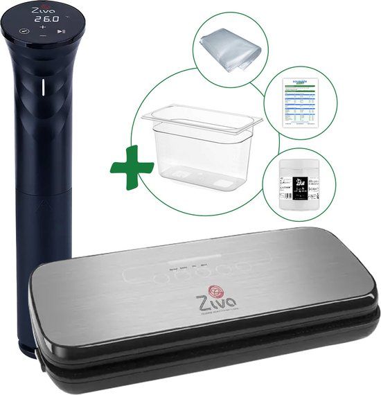 ZIVA Sous-vide voordeelbundel met Savant (1200W) sous-vide stick - Small (7 liter) waterbak reservoir - OneTouch vacuümsealer - handige accessoires!