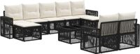 vidaXL Tuinbank Set 10-delig Zwart en Crèmewit Polyrattan